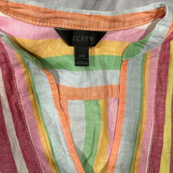 🔥 COPY EUC J Crew Women’s Multi Pastel Striped Dress SS Dress XXS - Picture 1 of 3